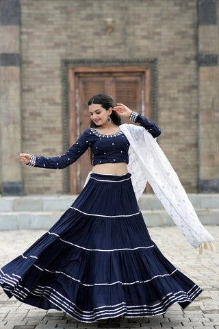 Traditional Wear Navy Blue Color Beautiful Work Lehenga Choli Clothsvilla