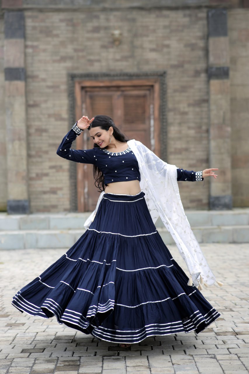 Traditional Wear Navy Blue Color Beautiful Work Lehenga Choli Clothsvilla