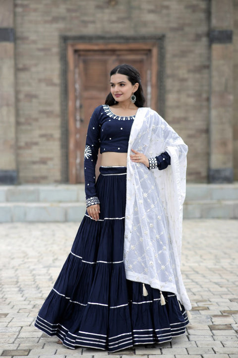 Traditional Wear Navy Blue Color Beautiful Work Lehenga Choli Clothsvilla Main image