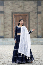 Load image into Gallery viewer, Traditional Wear Navy Blue Color Beautiful Work Lehenga Choli Clothsvilla