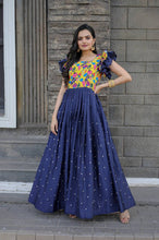 Load image into Gallery viewer, Beautiful Work Blue Color Function Wear Gown