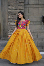 Load image into Gallery viewer, Beautiful Work Mustard Color Function Wear Gown