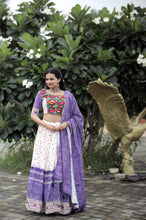 Load image into Gallery viewer, Unique Embroidered Work White With Purple Color Lehenga Choli