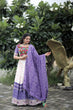 Load image into Gallery viewer, Unique Embroidered Work White With Purple Color Lehenga Choli