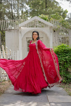 Load image into Gallery viewer, Party Wear Dark Pink Color Plain Long Gown With Dupatta
