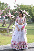 Load image into Gallery viewer, Reception Wear Embroidered Work White Color Lehenga Choli Clothsvilla