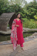 Load image into Gallery viewer, Pink Color Butti Work Kurti Pant With Dupatta Set Clothsvilla