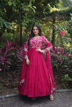 Load image into Gallery viewer, Attractive Pink Color Sequence Work Anarkali Gown With Dupatta