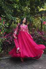 Load image into Gallery viewer, Attractive Pink Color Sequence Work Anarkali Gown With Dupatta