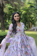 Load image into Gallery viewer, Lavender Color Digital Print With Embroidery Work Anarkali Gown Clothsvilla