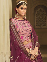 Load image into Gallery viewer, Pink and Magenta Silk Embroidered Lehenga Choli Clothsvilla