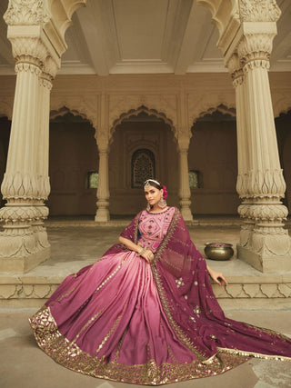 Pink and Magenta Silk Embroidered Lehenga Choli Clothsvilla