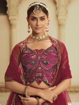 Pink and Purple Silk Embroidered Lehenga Choli Clothsvilla