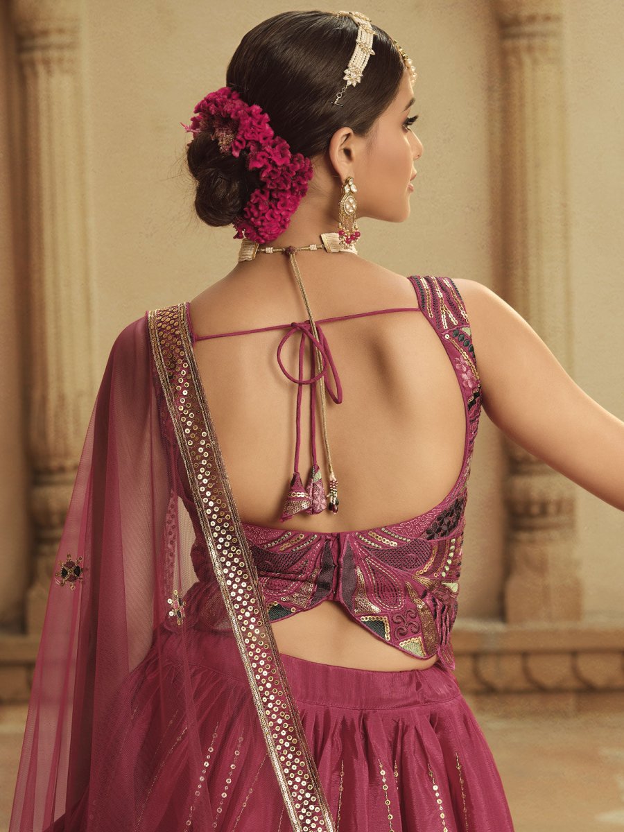 Pink and Purple Silk Embroidered Lehenga Choli Clothsvilla