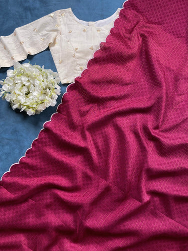 Pink Color Gadhawal Chex Arca Work Saree Clothsvilla