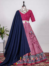 Load image into Gallery viewer, Pink Color Printed With Foil Cotton Lehenga Clothsvilla