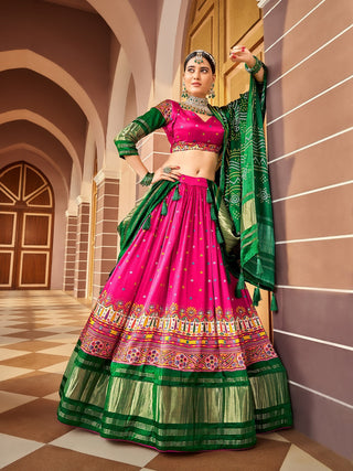 Pink Color Digital Printed Pure Gaji Silk Lehenga Choli Clothsvilla