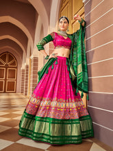 Load image into Gallery viewer, Pink Color Digital Printed Pure Gaji Silk Lehenga Choli Clothsvilla