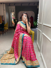 Load image into Gallery viewer, Pink Color Foil Printed And Stone Work Dola Silk Saree Clothsvilla
