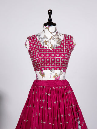Pink Color Sequins Embroidery Work Neem Silk Lehenga Choli ClothsVilla.com