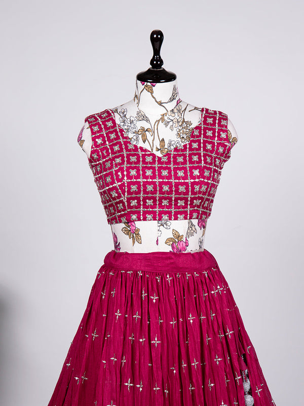 Pink Color Sequins Embroidery Work Neem Silk Lehenga Choli ClothsVilla.com