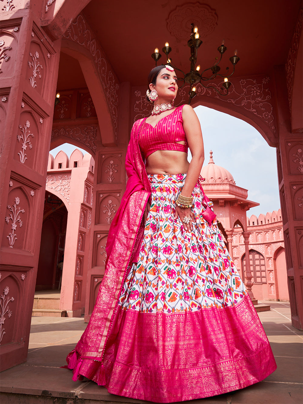 Pink Color Patola Printed Dola Silk Lehenga Choli Clothsvilla