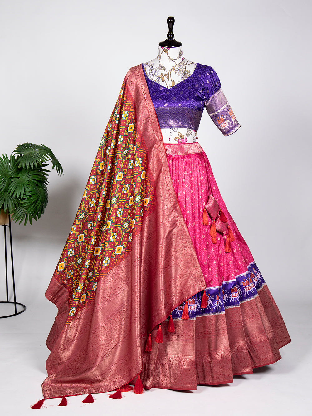Pink Color Weaving Work With Digital Print Jacquard Silk Dhvani Set Lehenga Choli ClothsVilla.com