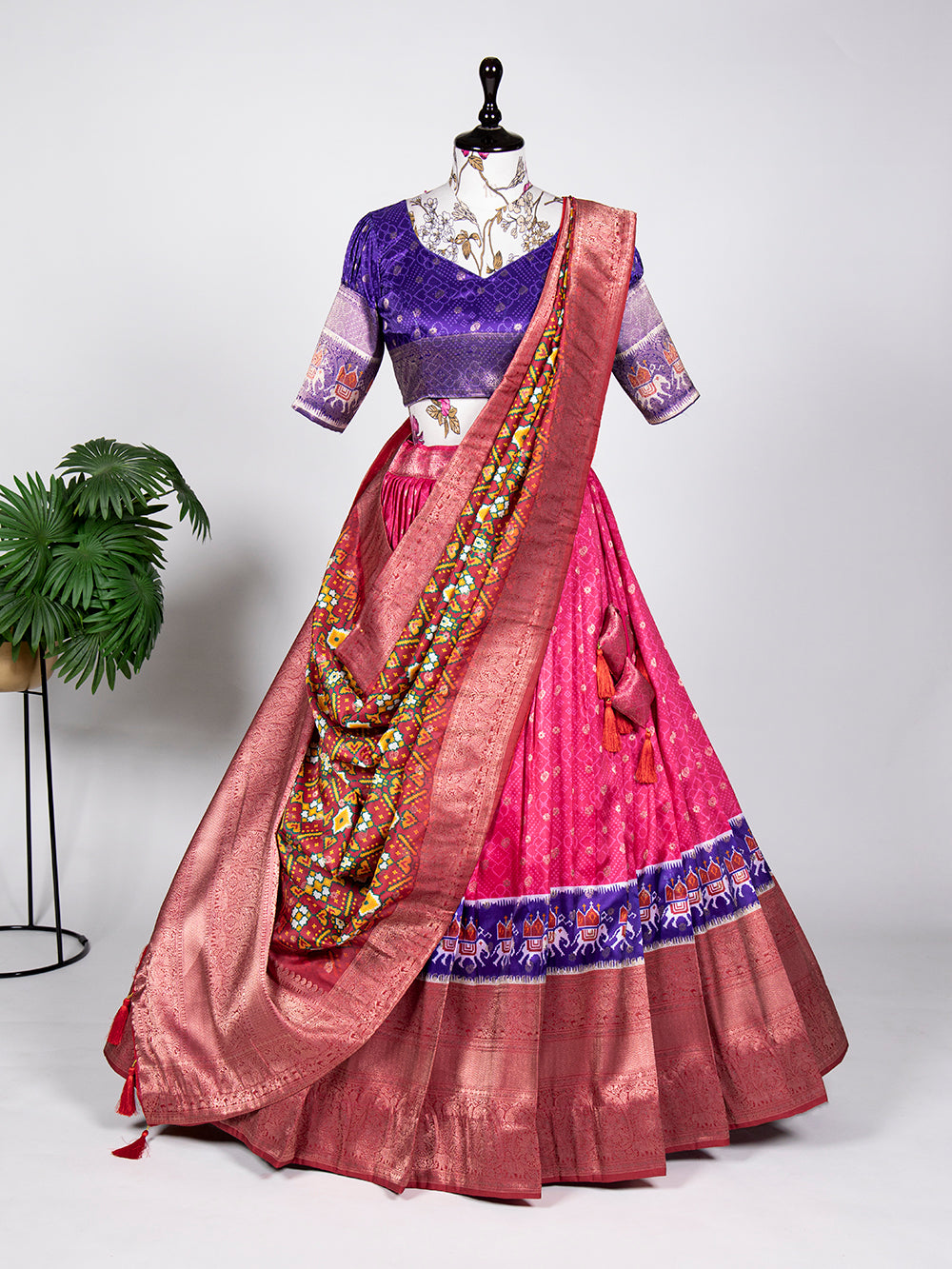 Pink Color Weaving Work With Digital Print Jacquard Silk Dhvani Set Lehenga Choli ClothsVilla.com