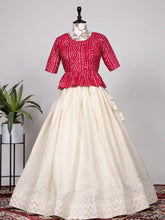 Load image into Gallery viewer, Off White Color Paper Mirror &amp; Thread Work Pure Cotton Co-ord Set Lehenga Clothsvilla