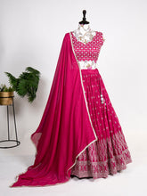 Load image into Gallery viewer, Pink Color Sequins Embroidery Work Neem Silk Lehenga Choli ClothsVilla.com