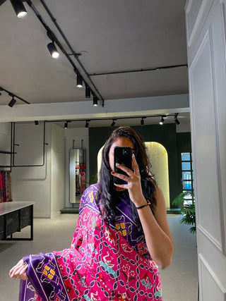 Pink Color Patola Printed Pure Gaji Silk Saree Clothsvilla