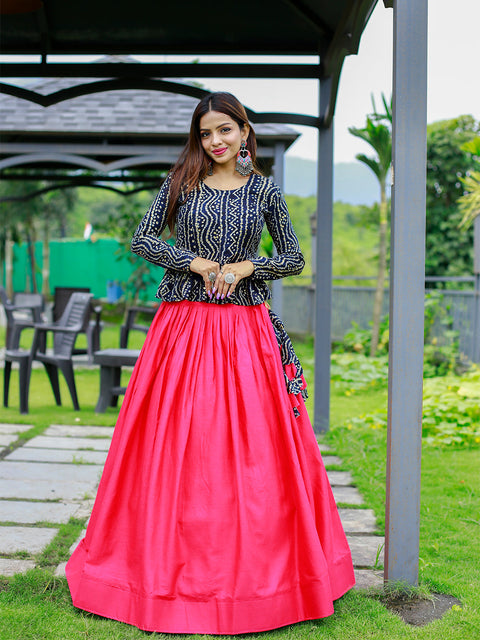 Pink Color Pure Cotton Co-ord Set Lehenga Choli Clothsvilla Main image