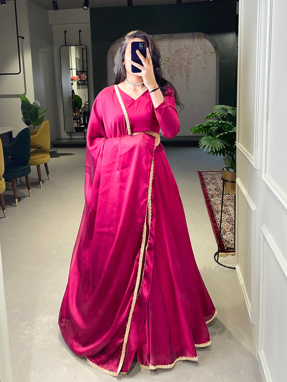 Pink Color Simple Rangoli Silk Party Wear Lehenga Choli Clothsvilla