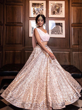 Pink Color Sequins And Thread Embroidery Work Georgette  Ready To Wear Lehenga Choli Set Clothsvilla