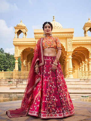 Pink Color Printed Vaishali Silk Lehenga Choli Set Clothsvilla