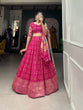 Load image into Gallery viewer, Pink Color Printed With Zari Weaving Work Viscose Dola Silk Lehenga Choli Clothsvilla