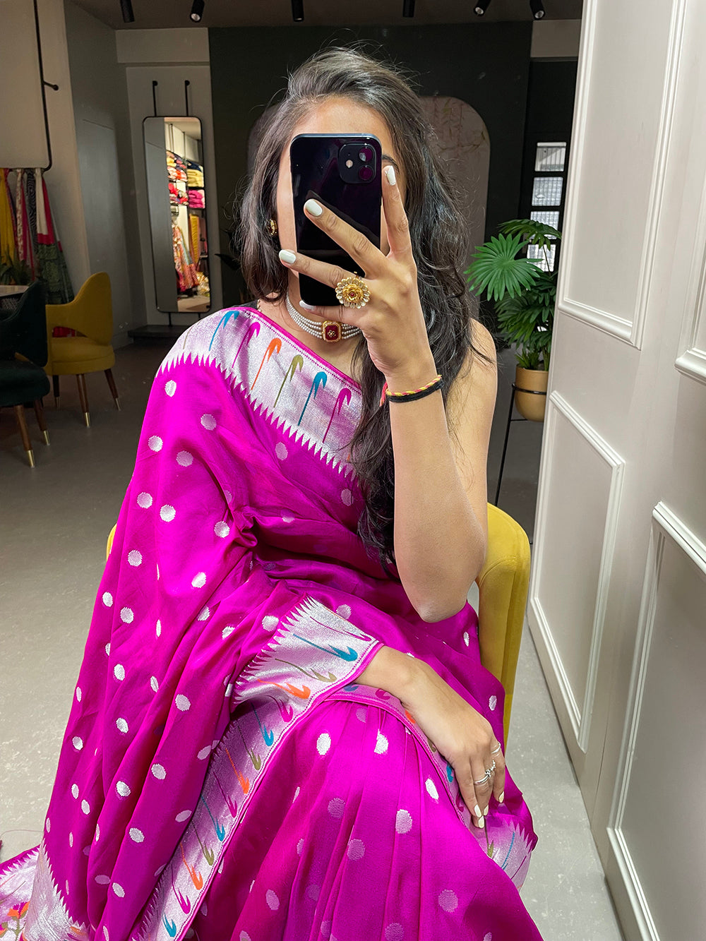 Pink Color Zari Weaving Work Pure Viscose Saree Clothsvilla