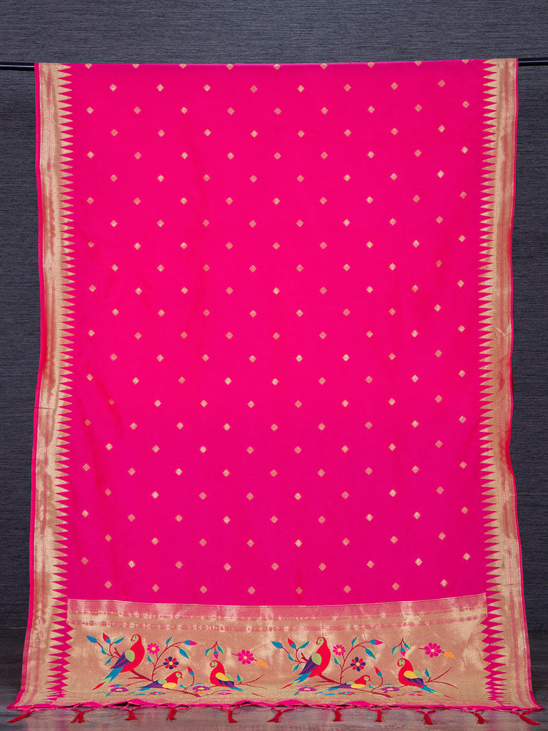 Pink Color Zari Weaving Work Jacquard Paithani Dupatta Clothsvilla