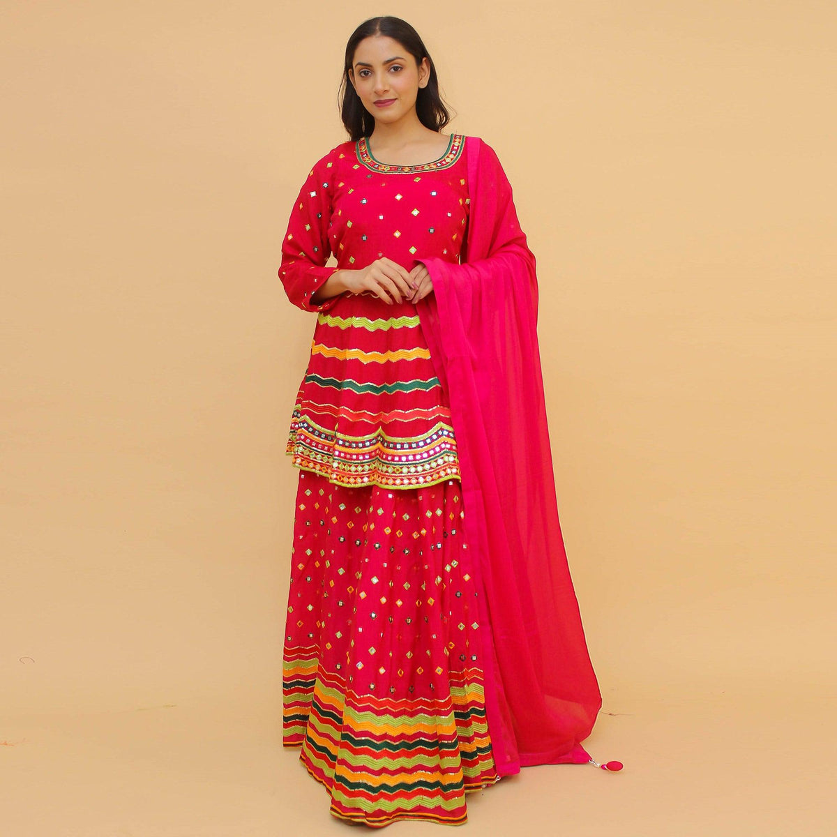 Pink Embroidered With Embellished Art Silk Lehenga Kameez Clothsvilla Main image