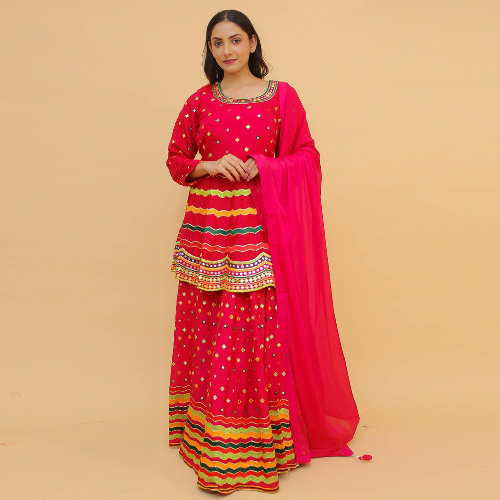 Pink Embroidered With Embellished Art Silk Lehenga Kameez Clothsvilla