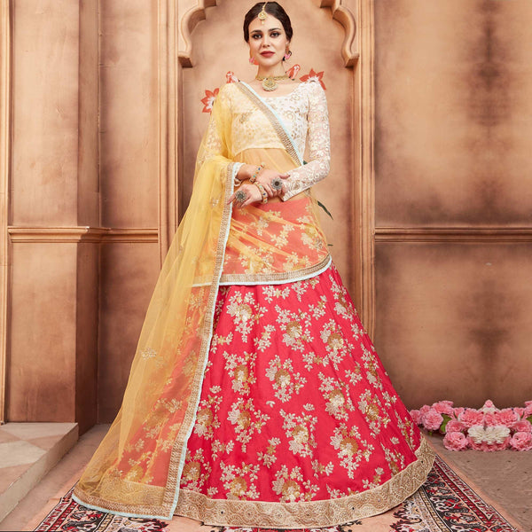 Pink Festive Wear Thread Sequins Zari Work Tafetta Silk Lehenga Choli Clothsvilla