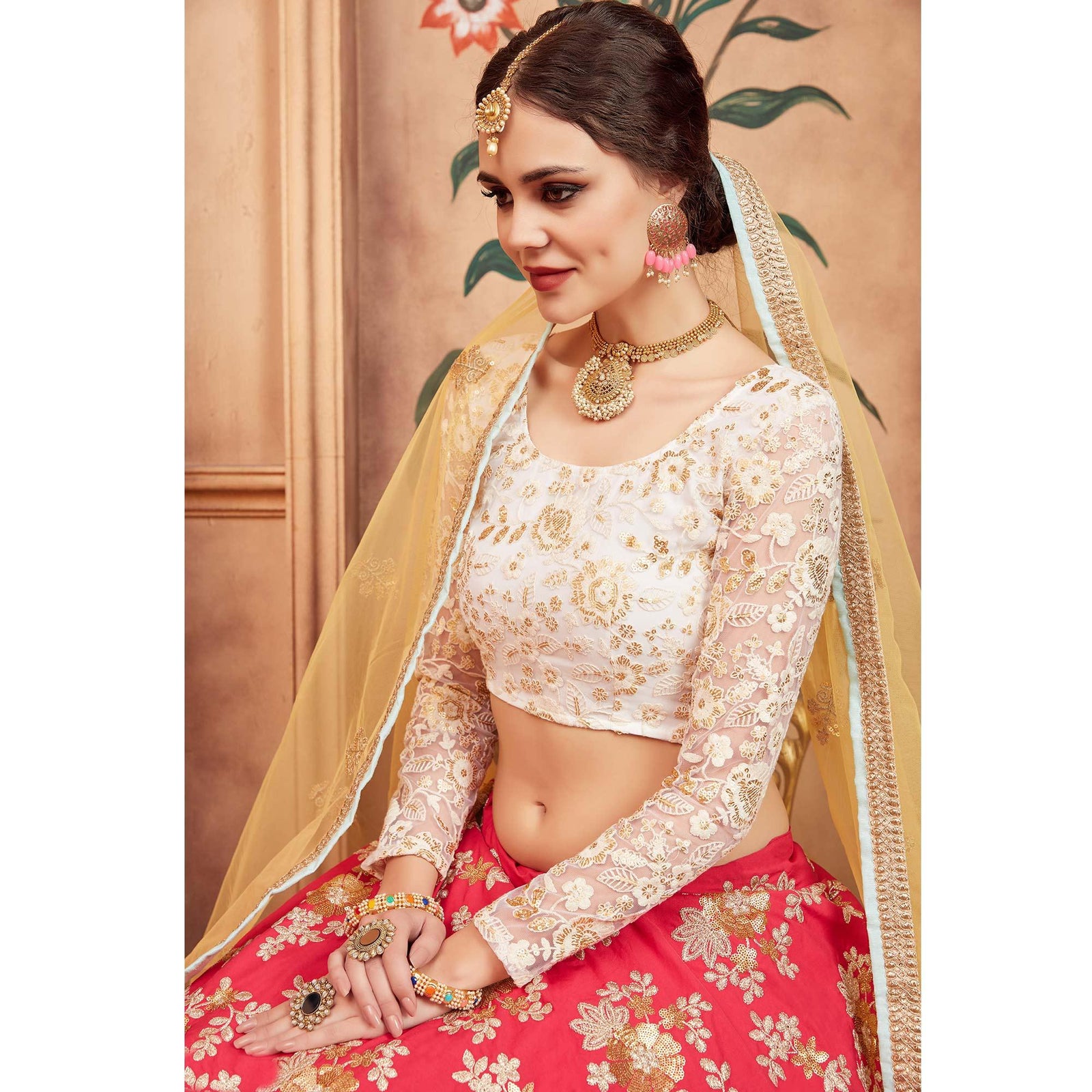 Pink Festive Wear Thread Sequins Zari Work Tafetta Silk Lehenga Choli Clothsvilla