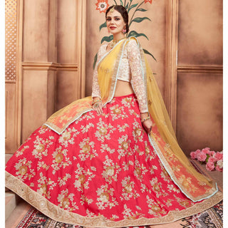 Pink Festive Wear Thread Sequins Zari Work Tafetta Silk Lehenga Choli Clothsvilla