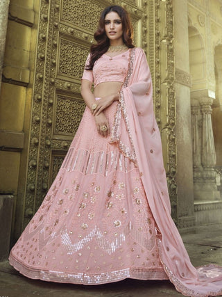 Pink Georgette Wedding Lehenga Choli Clothsvilla