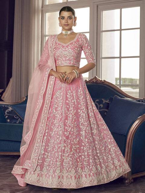 Pink Organza Festive Lehenga Choli Clothsvilla Main image