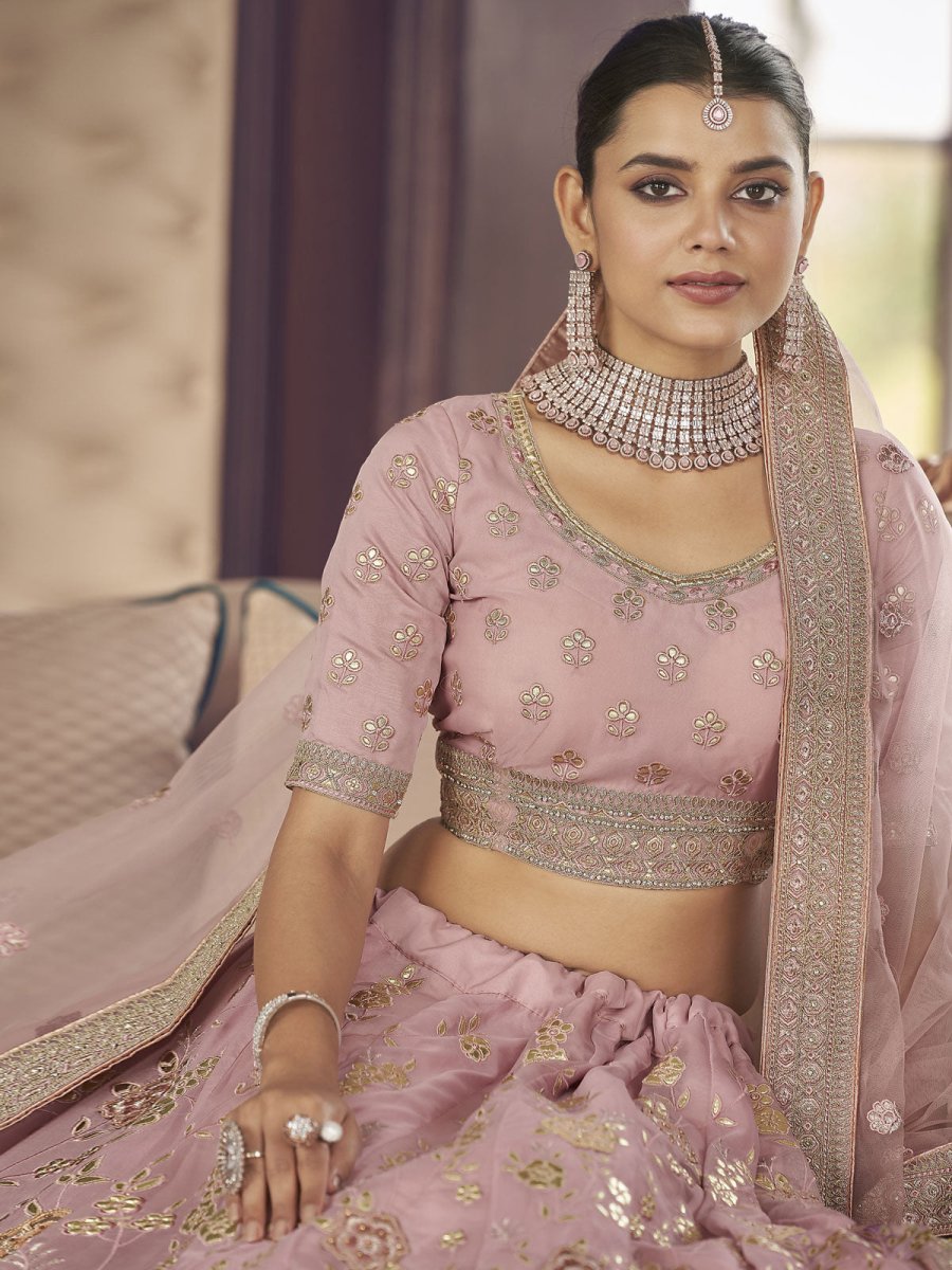 Pink Organza Festive Lehenga Choli Clothsvilla