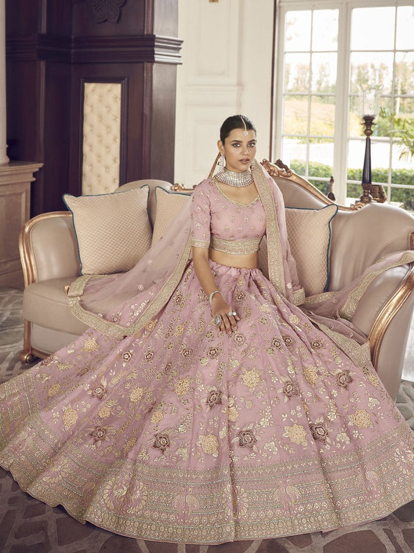 Pink Organza Festive Lehenga Choli Clothsvilla