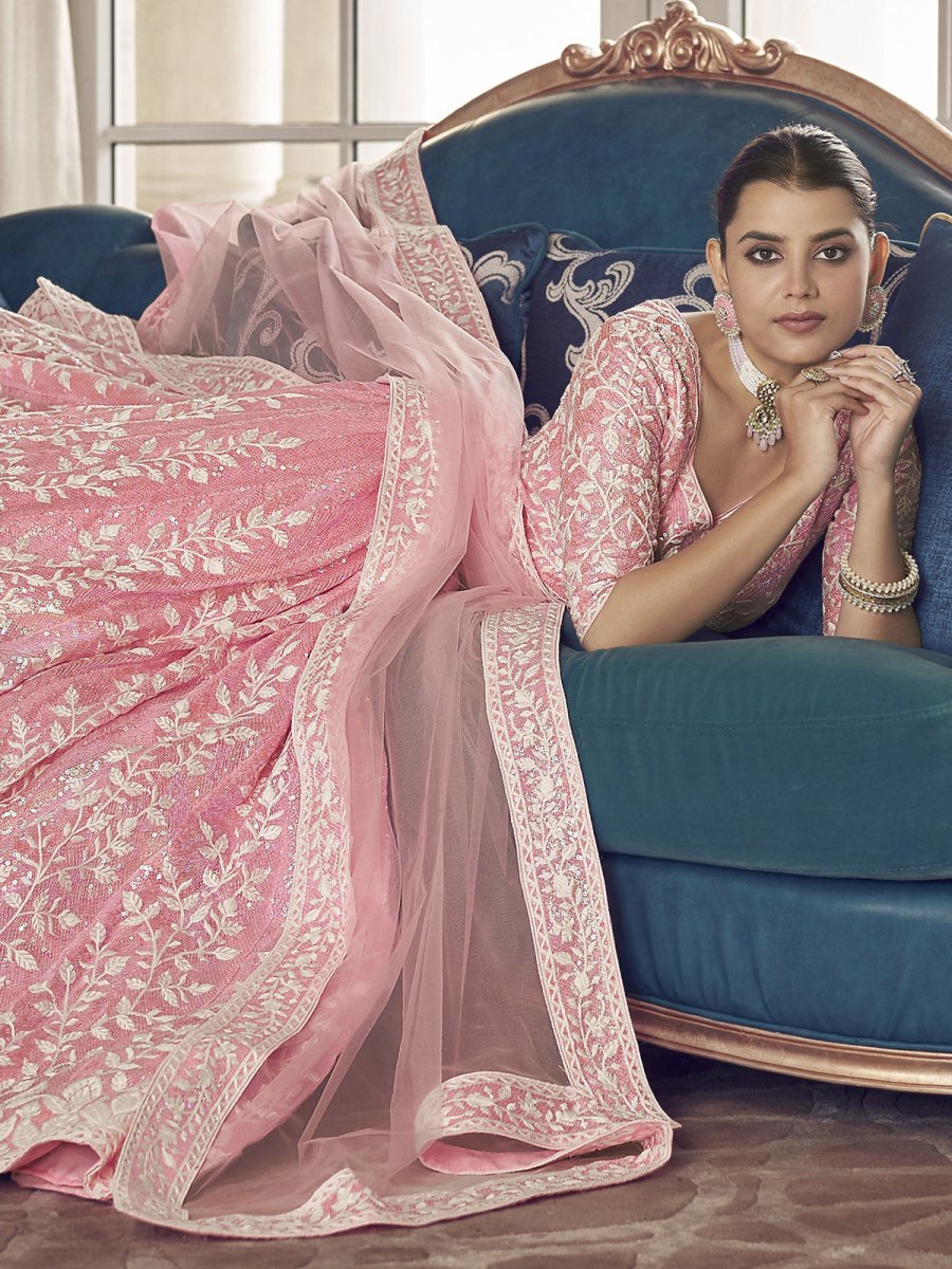 Pink Organza Festive Lehenga Choli Clothsvilla
