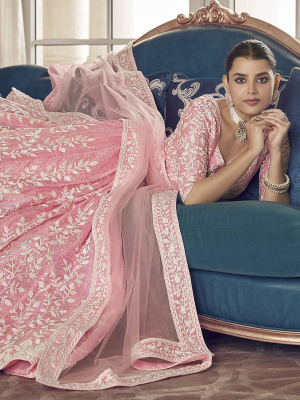 Pink Organza Festive Lehenga Choli Clothsvilla