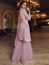 Load image into Gallery viewer, Pink Organza Partywear Sharara Suit Clothsvilla